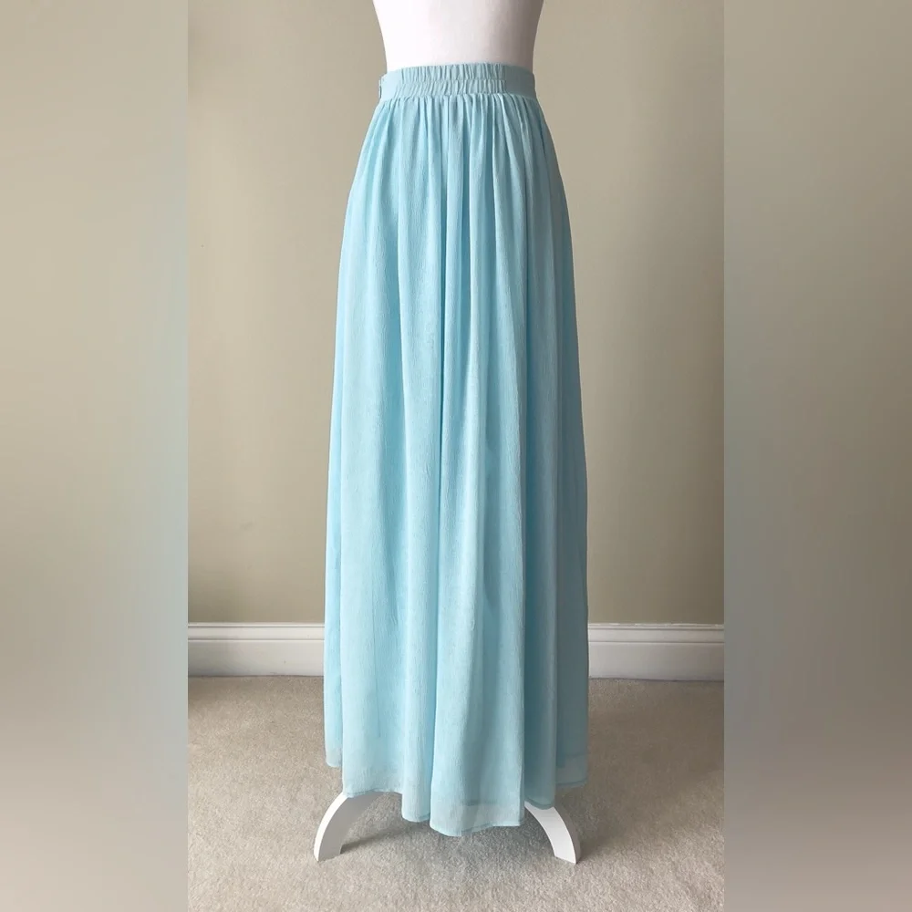 Pins and Needles Light Blue Chiffon Flowy Maxi Skirt EUC Size Small